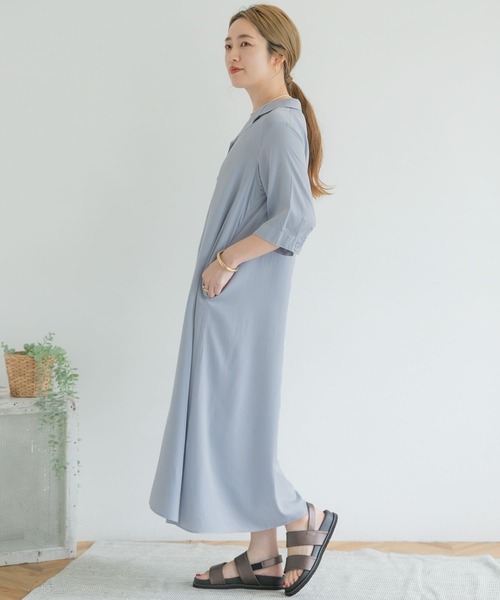 ITEMS URBANRESEARCH（アイテムズ アーバンリサーチ）の「オープンカラーシャツワンピース（シャツワンピース・レディース・ライトブルー/チャコールグレー/アイボリー・FREE）」の17枚目の写真