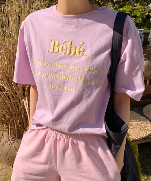 Girly Doll（ガーリードール）の「ロゴ刺繍Tシャツ（Tシャツ/カットソー・レディース・ホワイト/ブラック/グレー/ネイビー/パープル・FREE）」の5枚目の写真