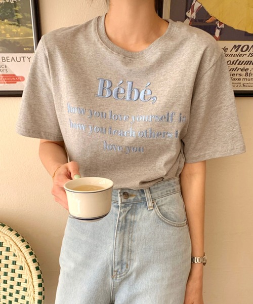 Girly Doll（ガーリードール）の「ロゴ刺繍Tシャツ（Tシャツ/カットソー・レディース・ホワイト/ブラック/グレー/ネイビー/パープル・FREE）」の3枚目の写真