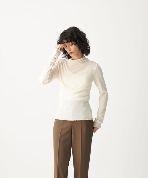 CITEN(シテン)の「<CITEN(シテン)> シアー リブ ハイネック カットソー(Tシャツ/カットソー・レディース・オフホワイト/ダークグレー/ナチュラル・FREE)」の2枚目の写真