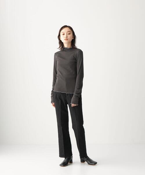 CITEN(シテン)の「<CITEN(シテン)> シアー リブ ハイネック カットソー(Tシャツ/カットソー・レディース・オフホワイト/ダークグレー/ナチュラル・FREE)」の6枚目の写真