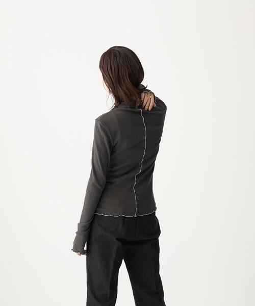 CITEN(シテン)の「<CITEN(シテン)> シアー リブ ハイネック カットソー(Tシャツ/カットソー・レディース・オフホワイト/ダークグレー/ナチュラル・FREE)」の19枚目の写真