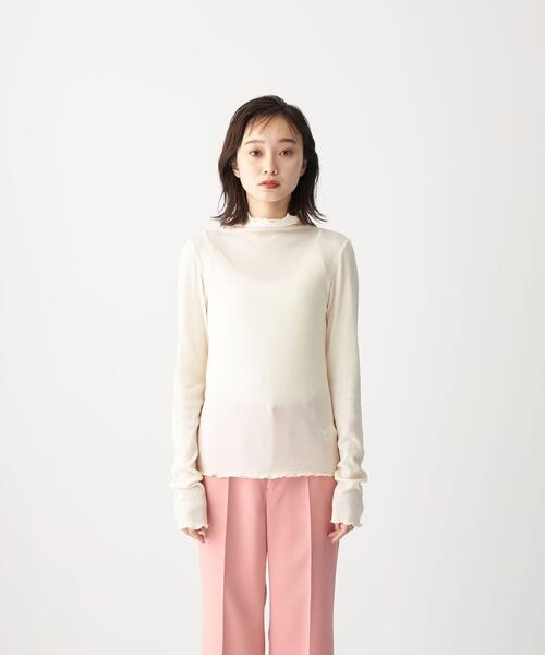 CITEN(シテン)の「<CITEN(シテン)> シアー リブ ハイネック カットソー(Tシャツ/カットソー・レディース・オフホワイト/ダークグレー/ナチュラル・FREE)」の13枚目の写真