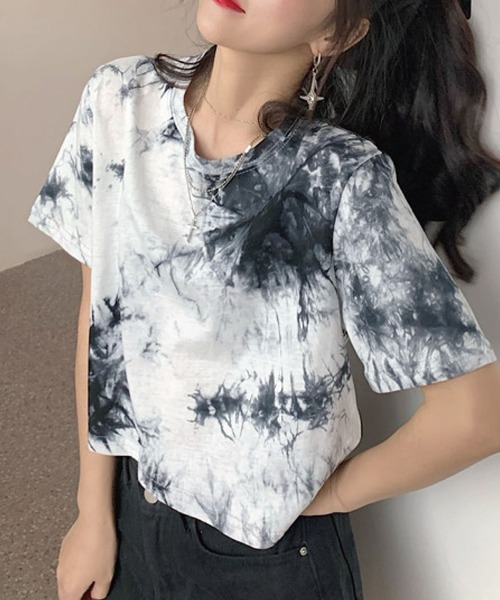 meJane(ミージェーン)の「タイダイプリントチビTシャツ 【ZOZOTOWN限定】(Tシャツ/カットソー・レディース・ホワイト/グレー/パープル・FREE)」の5枚目の写真