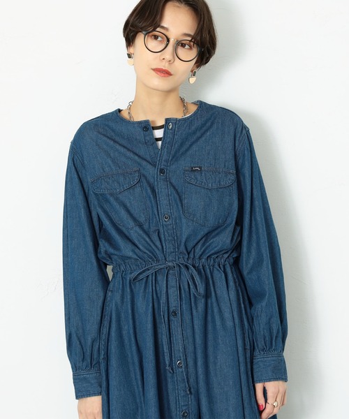 Lee（リー）の「ノーカラー シャツドレス（シャツワンピース