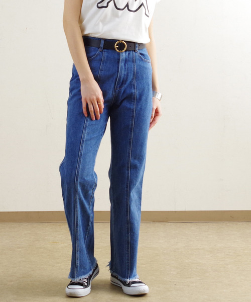 Fizz（フィズ）の「【Fizz/フィズ】　センターシームデニムフレアパンツ（デニムパンツ・レディース・ライトブルー/オフホワイト/ブルー・M）」の5枚目の写真