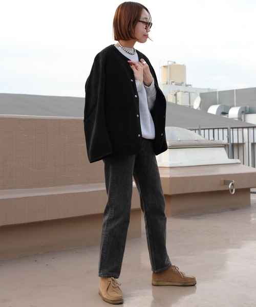 DANTON/ダントン フリースカラーレスジャケット FLEECE COLLARLESS