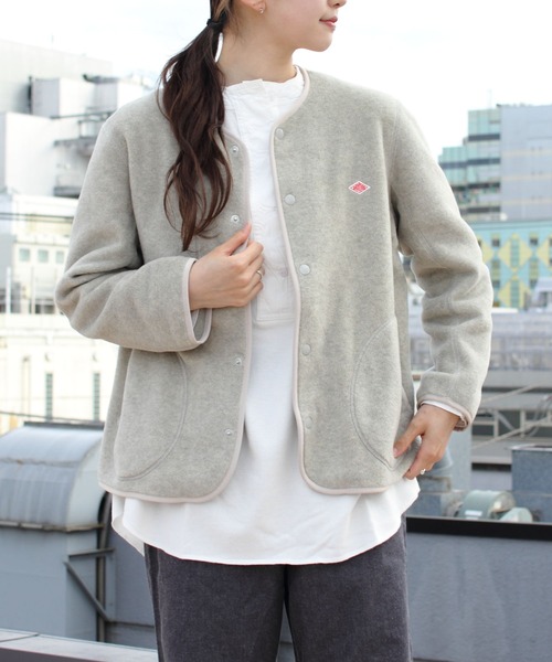 【新品】DANTON フリースカラーレスジャケット サイズ42 マーブル 新品】DANTON フリースカラーレスジャケット サイズ42 マーブル