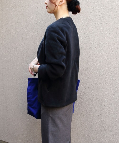 美品　DANTONノーカラーフリースジャケット　38　ネイビー 豊富なギフト DANTON ジャケット（ブルゾン）｜DANTON フリース