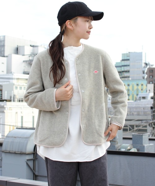 『オードリー』DANTON ノーカラージャケット クリームホワイト DANTON/ダントン フリースカラーレスジャケット FLEECE