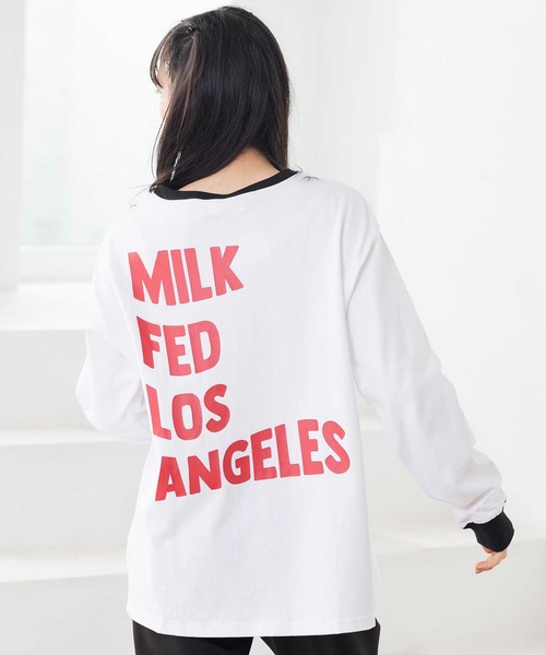 MILKFED.(ミルクフェド)の「RINGER L/S TOP(Tシャツ/カットソー・レディース・ホワイト/ブラック・ONE SIZE)」の1枚目の写真