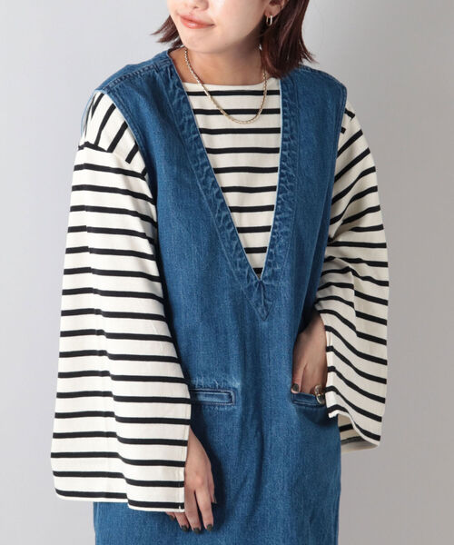 NOLLEY’S（ノーリーズ）の「スリットスリーブボーダープルオーバーカットソー（Tシャツ/カットソー・レディース・ブラック系その他3/グリーン系その他3/ブルー系その他3/ピンク系その他3・FREE）」の2枚目の写真