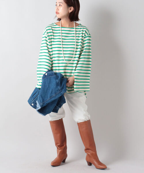 NOLLEY’S（ノーリーズ）の「スリットスリーブボーダープルオーバーカットソー（Tシャツ/カットソー・レディース・ブラック系その他3/グリーン系その他3/ブルー系その他3/ピンク系その他3・FREE）」の9枚目の写真