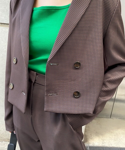 WHO'S WHO gallery(フーズフーギャラリー)の「ショートタブルジャケット(テーラードジャケット・レディース・ダークグリーン/ベージュ/ブラウン・FREE)」の9枚目の写真