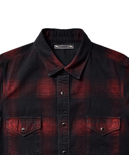 マインデニム　Black Denim Check Print SH MINEDENIM（マインデニム）の「Black Denim Check Western SH