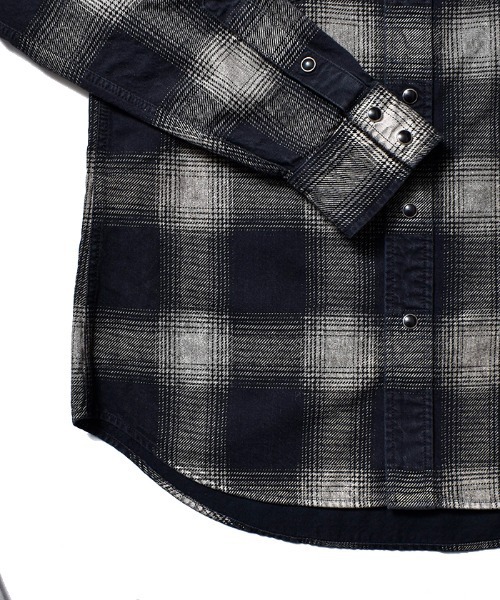 マインデニム　Black Denim Check Print SH MINEDENIM（マインデニム）の「Black Denim Check Western SH