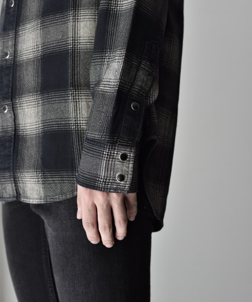 マインデニム　Black Denim Check Print SH MINEDENIM（マインデニム）の「Black Denim Check Western SH