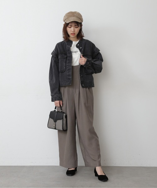 FREE'S MART（フリーズマート）の「【インフルエンサー森下愛里沙さんレコメンド / Sシリーズ対応】◆短丈ボリュームスリーブデニムブルゾン（ブルゾン・レディース・パープル/ネイビー/ブラック系その他・SMALL/MEDIUM）」の9枚目の写真