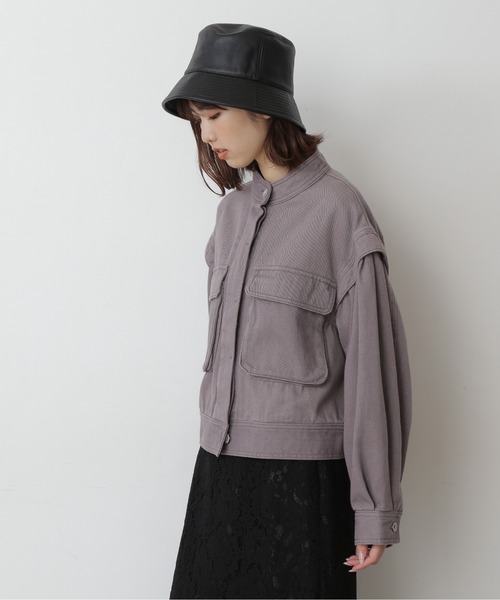 FREE'S MART（フリーズマート）の「【インフルエンサー森下愛里沙さんレコメンド / Sシリーズ対応】◆短丈ボリュームスリーブデニムブルゾン（ブルゾン・レディース・パープル/ネイビー/ブラック系その他・SMALL/MEDIUM）」の8枚目の写真