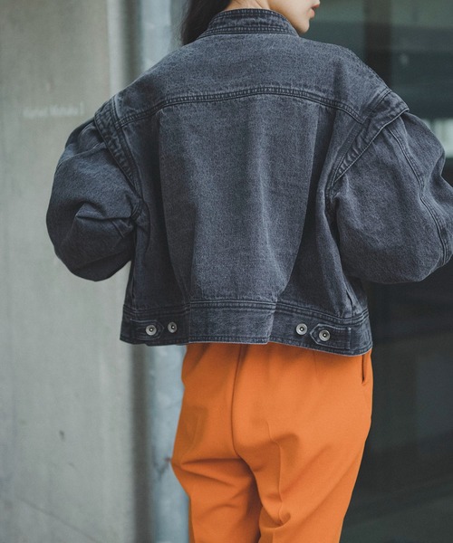 FREE'S MART（フリーズマート）の「【インフルエンサー森下愛里沙さんレコメンド / Sシリーズ対応】◆短丈ボリュームスリーブデニムブルゾン（ブルゾン・レディース・パープル/ネイビー/ブラック系その他・SMALL/MEDIUM）」の16枚目の写真