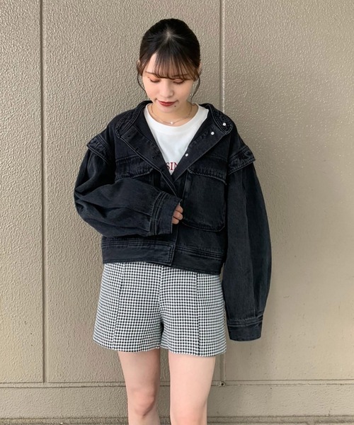 FREE'S MART（フリーズマート）の「【インフルエンサー森下愛里沙さんレコメンド / Sシリーズ対応】◆短丈ボリュームスリーブデニムブルゾン（ブルゾン・レディース・パープル/ネイビー/ブラック系その他・SMALL/MEDIUM）」の18枚目の写真