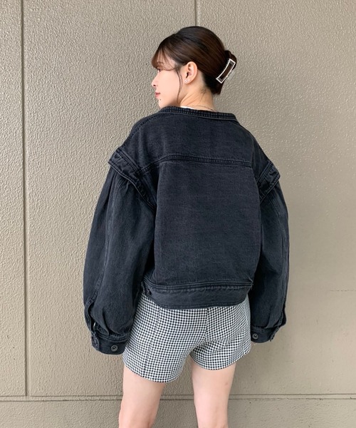 FREE'S MART（フリーズマート）の「【インフルエンサー森下愛里沙さんレコメンド / Sシリーズ対応】◆短丈ボリュームスリーブデニムブルゾン（ブルゾン・レディース・パープル/ネイビー/ブラック系その他・SMALL/MEDIUM）」の19枚目の写真