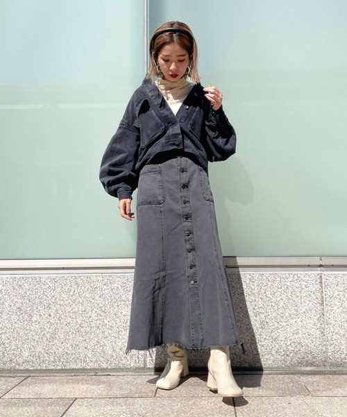 FREE'S MART（フリーズマート）の「【インフルエンサー森下愛里沙さんレコメンド / Sシリーズ対応】◆短丈ボリュームスリーブデニムブルゾン（ブルゾン・レディース・パープル/ネイビー/ブラック系その他・SMALL/MEDIUM）」の22枚目の写真