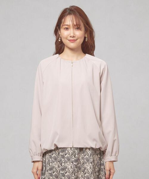 closet story（クローゼットストーリー）の「＜closet story（クローゼットストーリー）＞カルゼ ギャザー ブルゾン -ウォッシャブル-（ブルゾン・レディース・ネイビー/ライトグレー・FREE）」の3枚目の写真