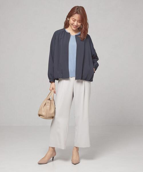 closet story（クローゼットストーリー）の「＜closet story（クローゼットストーリー）＞カルゼ ギャザー ブルゾン -ウォッシャブル-（ブルゾン・レディース・ネイビー/ライトグレー・FREE）」の4枚目の写真