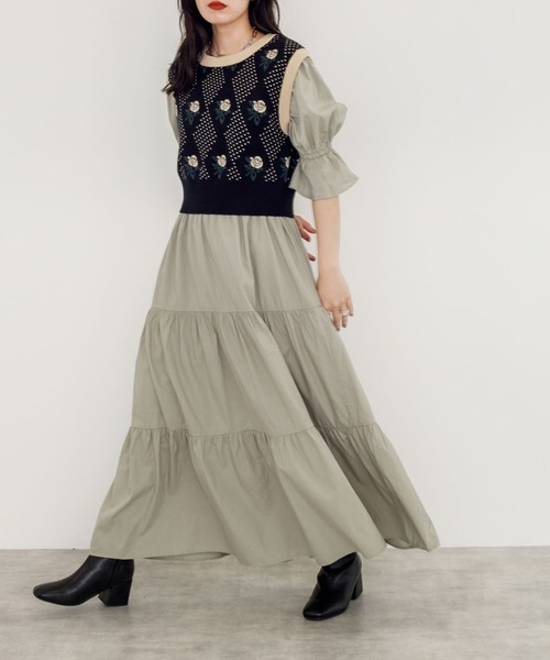 w closet（ダブルクローゼット）の「12Gバラドット柄ベスト（ニット/セーター・レディース・ブラック/オフホワイト・FREE）」の6枚目の写真