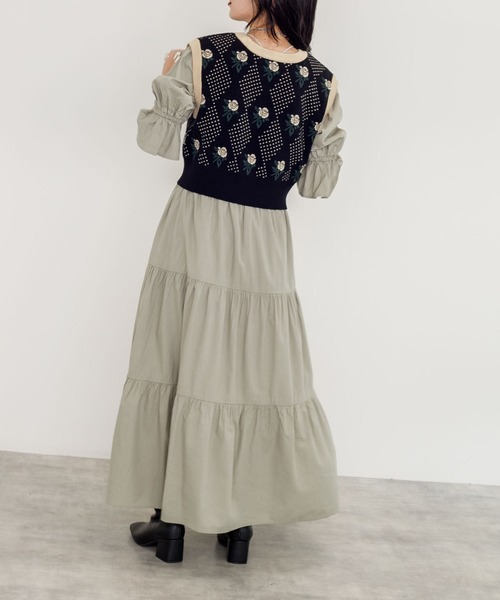 w closet（ダブルクローゼット）の「12Gバラドット柄ベスト（ニット/セーター・レディース・ブラック/オフホワイト・FREE）」の9枚目の写真