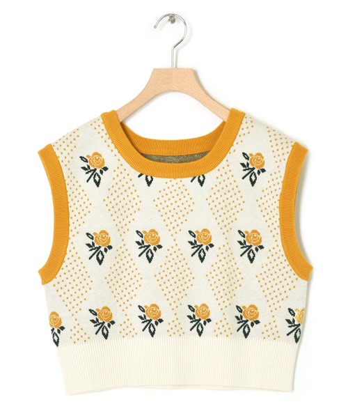 w closet（ダブルクローゼット）の「12Gバラドット柄ベスト（ニット/セーター・レディース・ブラック/オフホワイト・FREE）」の15枚目の写真