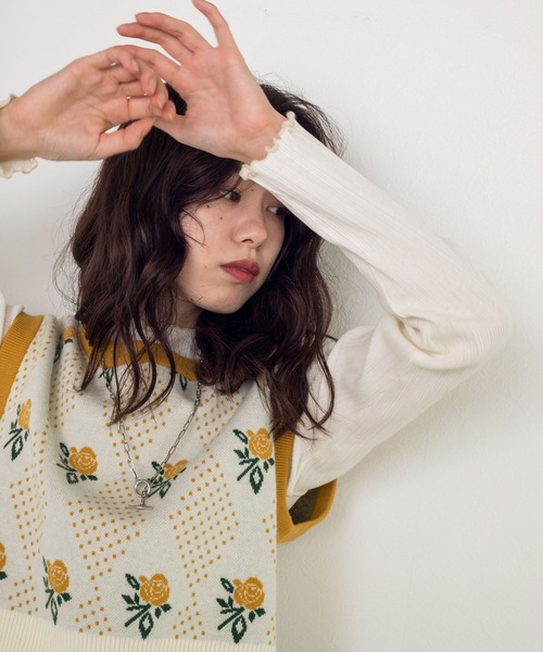 w closet（ダブルクローゼット）の「12Gバラドット柄ベスト（ニット/セーター・レディース・ブラック/オフホワイト・FREE）」の20枚目の写真
