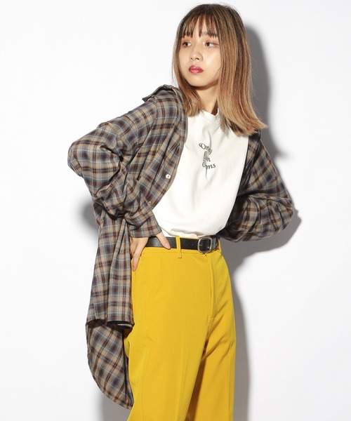 PBLIM（ページボーイリム）の「【PAGEBOYLIM】ルーズチェックシャツ（Tシャツ/カットソー・レディース・ブラック系その他/ブルー系その他/レッド系その他・FREE）」の3枚目の写真