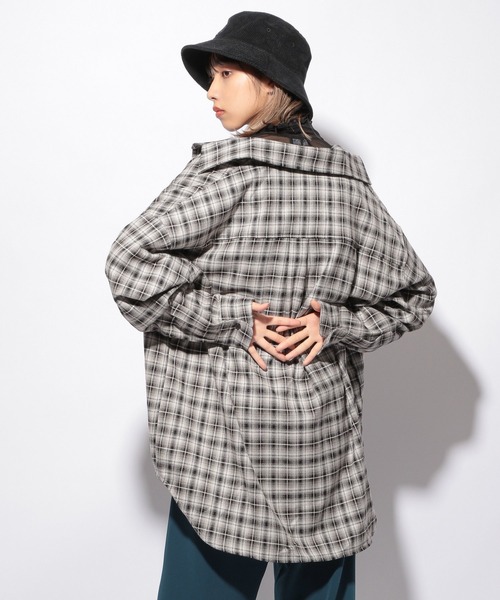 PBLIM（ページボーイリム）の「【PAGEBOYLIM】ルーズチェックシャツ（Tシャツ/カットソー・レディース・ブラック系その他/ブルー系その他/レッド系その他・FREE）」の8枚目の写真