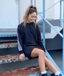 adidas/アディダス ビッグシルエット スリーストライプス パーカーワンピース EKT24