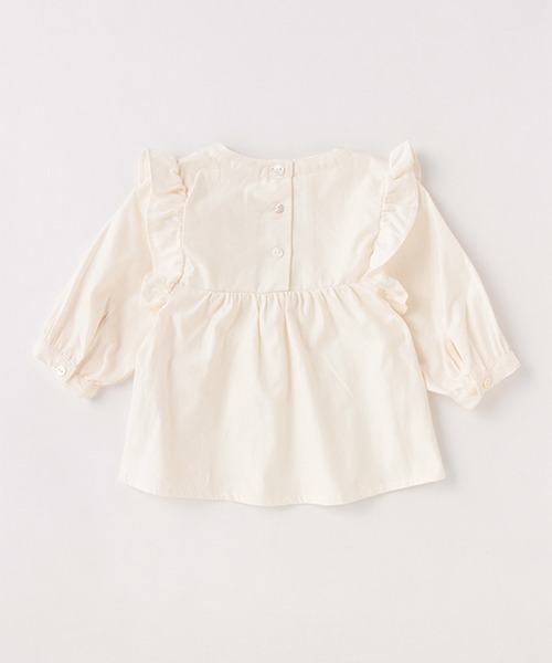 petit main（プティマイン）の「【リンク】肩フリル8分袖ブラウス（シャツ/ブラウス・キッズ・ライトグリーン/ブラック/キナリ・90cm/120cm/80ｃｍ/130cm/110cm/100cm）」の5枚目の写真
