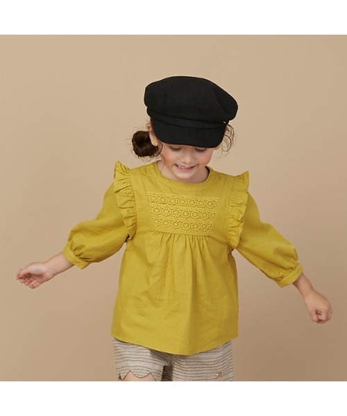 petit main（プティマイン）の「【リンク】肩フリル8分袖ブラウス（シャツ/ブラウス・キッズ・ライトグリーン/ブラック/キナリ・90cm/120cm/80ｃｍ/130cm/110cm/100cm）」の15枚目の写真