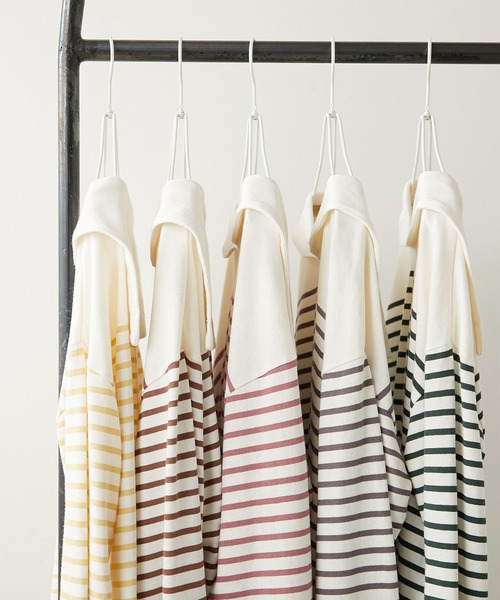 PUAL CE CIN（ピュアルセシン）の「パネルボーダーセーラーカラーロングスリーブ（Tシャツ/カットソー・レディース・グレー/ブラウン/グリーン/イエロー/ピンク・FREE）」の10枚目の写真