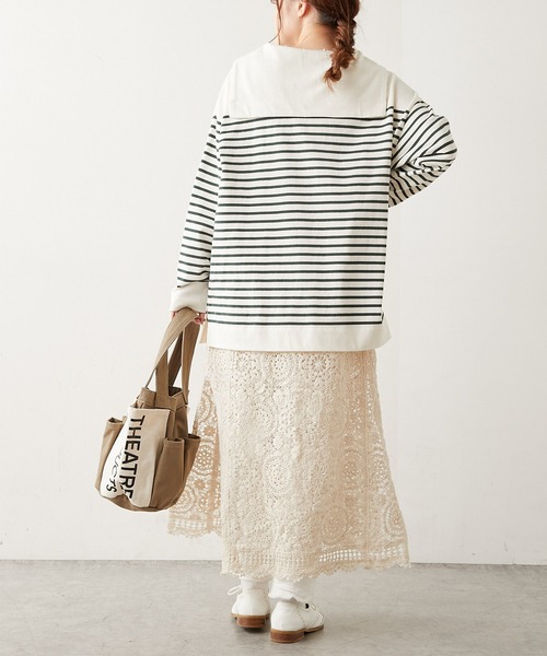 PUAL CE CIN（ピュアルセシン）の「パネルボーダーセーラーカラーロングスリーブ（Tシャツ/カットソー・レディース・グレー/ブラウン/グリーン/イエロー/ピンク・FREE）」の21枚目の写真