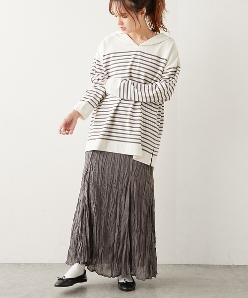 PUAL CE CIN（ピュアルセシン）の「パネルボーダーセーラーカラーロングスリーブ（Tシャツ/カットソー・レディース・グレー/ブラウン/グリーン/イエロー/ピンク・FREE）」の19枚目の写真