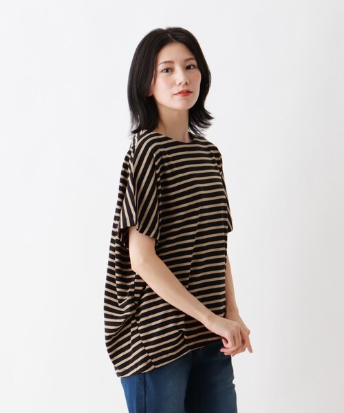 SHOO・LA・RUE（シューラルー）の「◆【接触冷感】タックフレンチスリーブTシャツ（Tシャツ/カットソー・レディース・ブラック系2/オリーブ/キャメル/アイボリー/グレー系その他3・00）」の3枚目の写真
