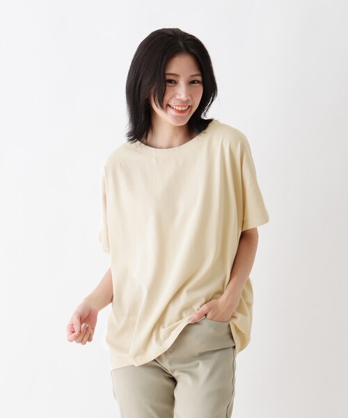 SHOO・LA・RUE（シューラルー）の「◆【接触冷感】タックフレンチスリーブTシャツ（Tシャツ/カットソー・レディース・ブラック系2/オリーブ/キャメル/アイボリー/グレー系その他3・00）」の2枚目の写真