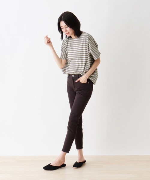 SHOO・LA・RUE（シューラルー）の「◆【接触冷感】タックフレンチスリーブTシャツ（Tシャツ/カットソー・レディース・ブラック系2/オリーブ/キャメル/アイボリー/グレー系その他3・00）」の13枚目の写真