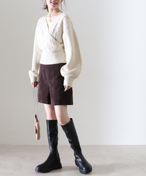 Cheek（チーク）の「コーデュロイハイウエストショートパンツ（その他パンツ・レディース・ブラック/ブラウン/ベージュ・MEDIUM）」の12枚目の写真