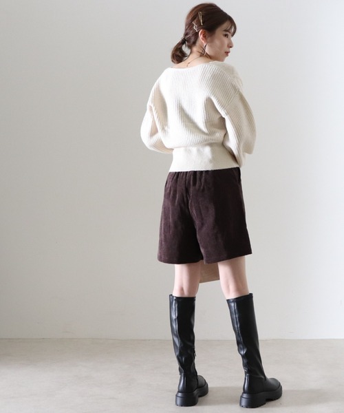 Cheek（チーク）の「コーデュロイハイウエストショートパンツ（その他パンツ・レディース・ブラック/ブラウン/ベージュ・MEDIUM）」の7枚目の写真