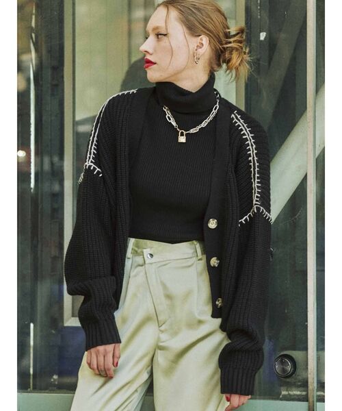 jouetie(ジュエティ)の「カーデレイヤードニット【セット】(カーディガン/ボレロ・レディース・ブルー/アイボリー/ブラック・MEDIUM)」の5枚目の写真