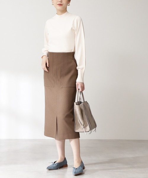 N.（N. Natural Beauty Basic）（エヌエヌナチュラルビューティーベーシック）の「【S Size Line】◆カルゼストレッチタイトスカート（スカート・レディース・チャコールグレー/ライトグレー/ネイビー/ライトグリーン/モカ・SMALL/MEDIUM）」の4枚目の写真