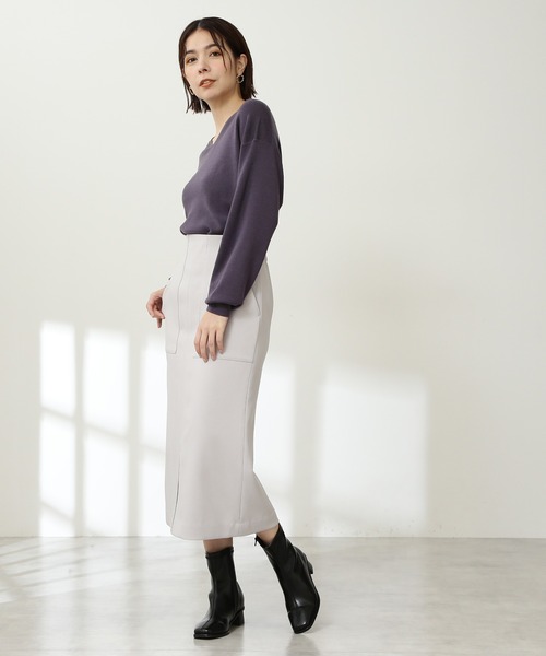 N.（N. Natural Beauty Basic）（エヌエヌナチュラルビューティーベーシック）の「【S Size Line】◆カルゼストレッチタイトスカート（スカート・レディース・チャコールグレー/ライトグレー/ネイビー/ライトグリーン/モカ・SMALL/MEDIUM）」の8枚目の写真