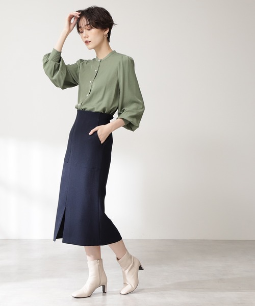 N.（N. Natural Beauty Basic）（エヌエヌナチュラルビューティーベーシック）の「【S Size Line】◆カルゼストレッチタイトスカート（スカート・レディース・チャコールグレー/ライトグレー/ネイビー/ライトグリーン/モカ・SMALL/MEDIUM）」の7枚目の写真